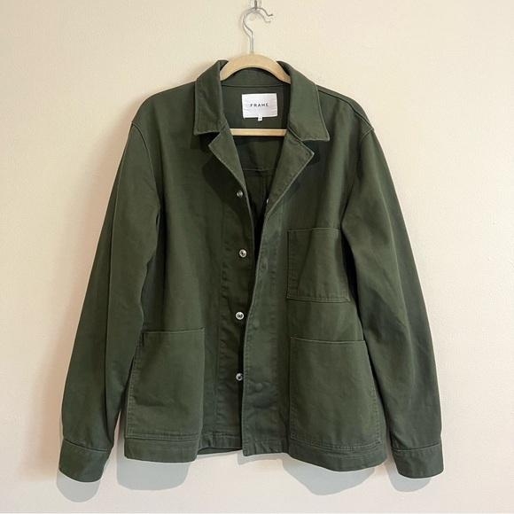 Frame Cotton Utility Workwear Jacket in Rifle Green Size Large - Picture 3 of 13